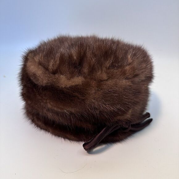 Franklin Simon Women’s 21” Mink Fur Hat Brown Vintage Salon